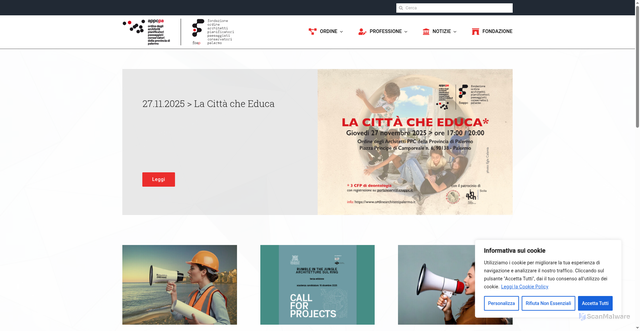 Security scan screenshot of https://www.ordinearchitettipalermo.it/