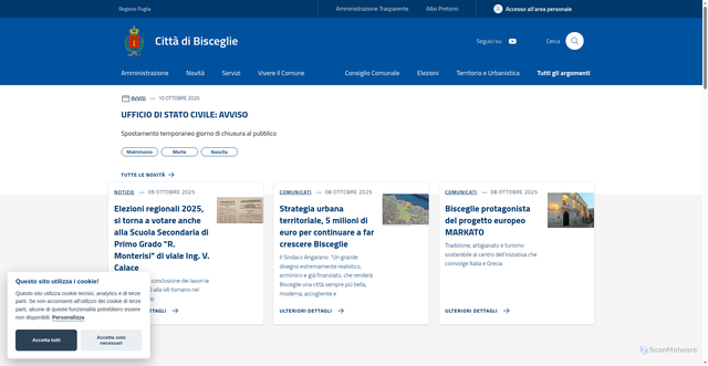 Security scan screenshot of https://www.comune.bisceglie.bt.it/