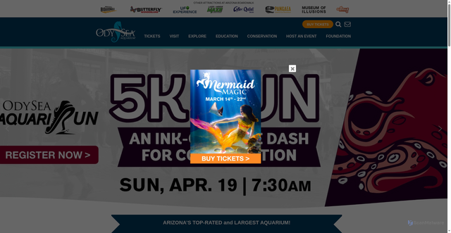 Security scan screenshot of https://www.odyseaaquarium.com/