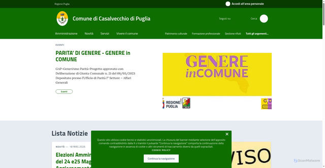 Security scan screenshot of https://www.comune.casalvecchiodipuglia.fg.it