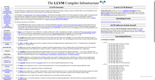 Security scan screenshot of https://llvm.org