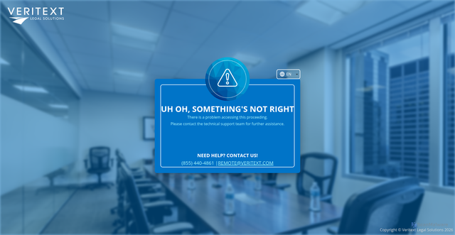 Security scan screenshot of https://proceedings.veritext.com