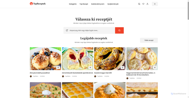 Security scan screenshot of https://topreceptek.hu