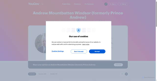 Security scan screenshot of https://yougov.co.uk/topics/politics/explore/public_figure/Andrew_Mountbatten_Windsor_formerly_Prince_Andrew