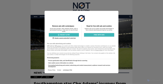 Security scan screenshot of https://www.nottheoldfirm.com/news/southampton-star-che-adams-journey-from-non-league-to-scotland-explained-by-former-manager-kevin-wilson/