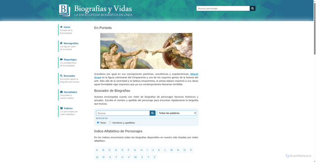 Security scan screenshot of https://www.biografiasyvidas.com