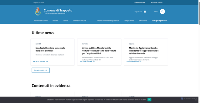 Security scan screenshot of https://www.comune.trappeto.pa.it/