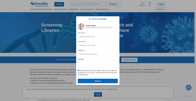 Security scan screenshot of https://www.chemdiv.com