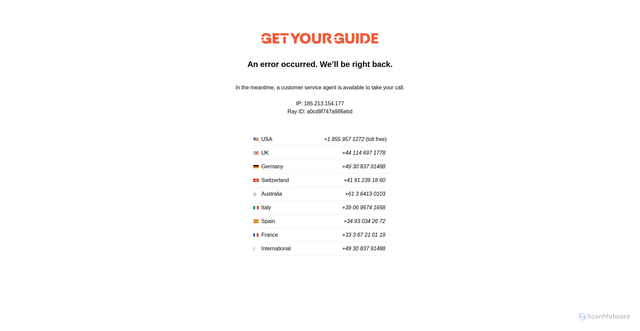 Security scan screenshot of https://www.getyourguide.com