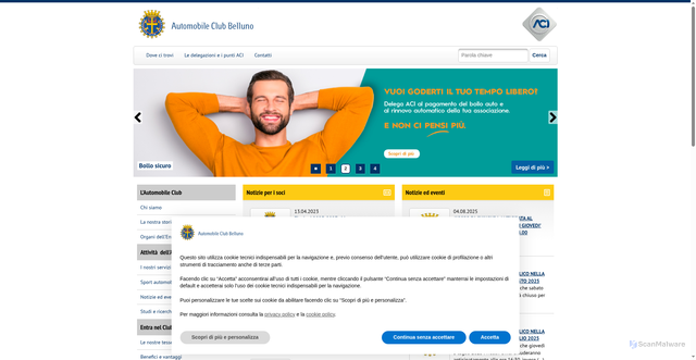 Security scan screenshot of https://belluno.aci.it/
