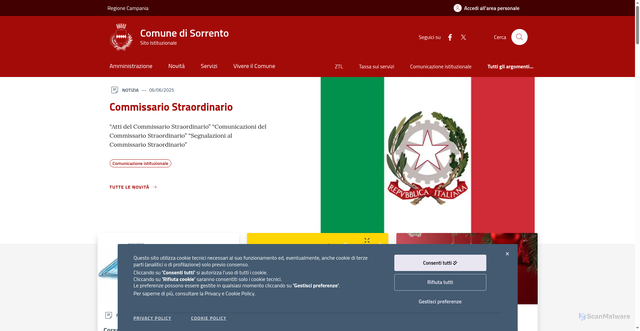 Security scan screenshot of https://www.comune.sorrento.na.it/