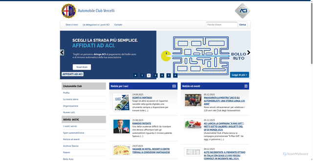 Security scan screenshot of https://vercelli.aci.it/