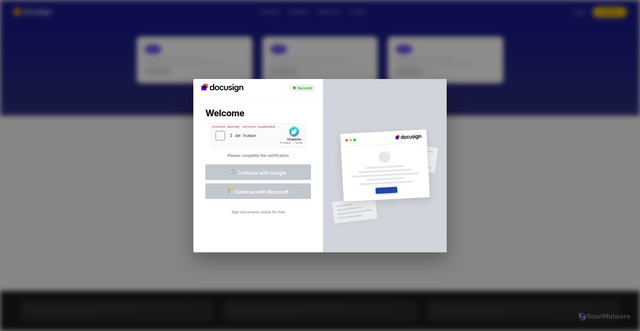 Security scan screenshot of https://awarenesss.cfd/Claim/Document/response/docusignportal.html