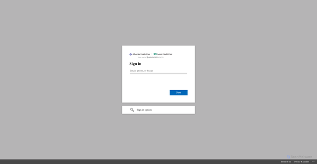 Security scan screenshot of https://advocatehealth-my.sharepoint.com