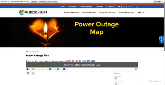 Security scan screenshot of https://www.hsvutil.org/outagemap/