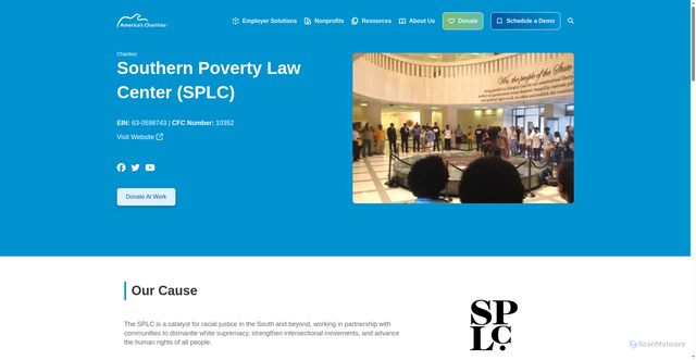 Security scan screenshot of https://www.charities.org/charities/southern-poverty-law-center-splc/