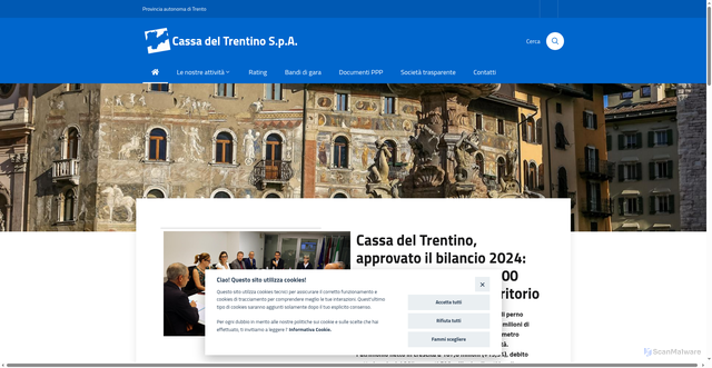 Security scan screenshot of https://www.cassadeltrentino.it/