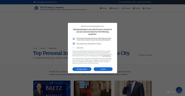 Security scan screenshot of https://www.allusinjurylawyers.com/personal-injury-lawyers/kansas/kansas-city/index.html
