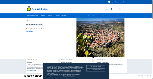 Security scan screenshot of https://www.comune.dasa.vv.it