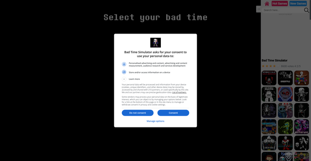 Security scan screenshot of https://badtimesimulator.io