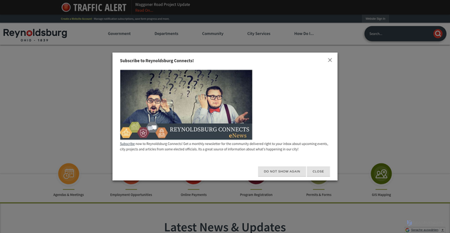 Security scan screenshot of https://reynoldsburg.gov/
