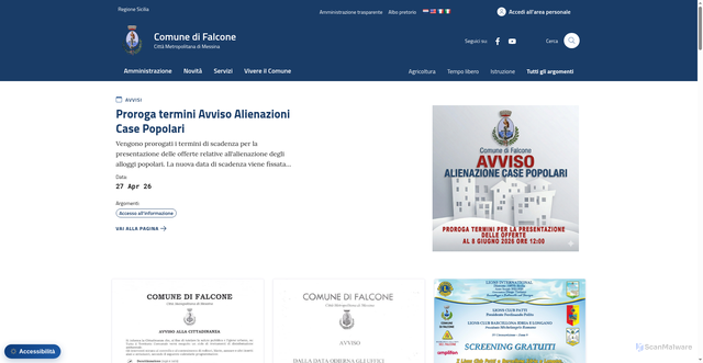 Security scan screenshot of https://www.comune.falcone.me.it/