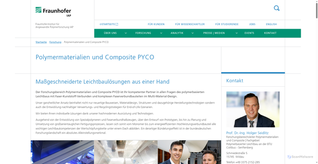 Security scan screenshot of https://www.iap.fraunhofer.de/de/Forschungsbereiche/PYCO.html