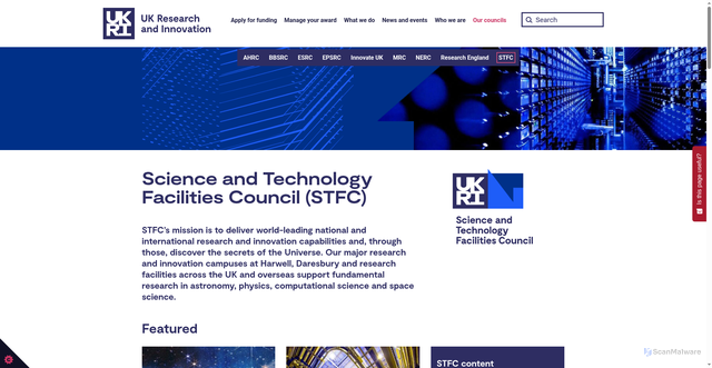 Security scan screenshot of https://www.ukri.org/councils/stfc/