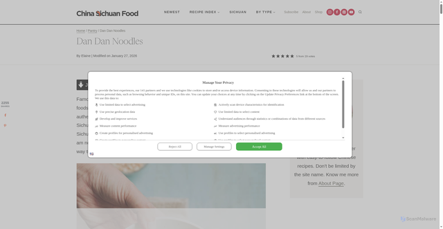 Security scan screenshot of https://www.chinasichuanfood.com/dan-dan-noodles/
