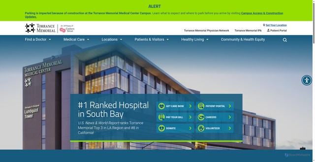 Security scan screenshot of https://torrancememorial.org