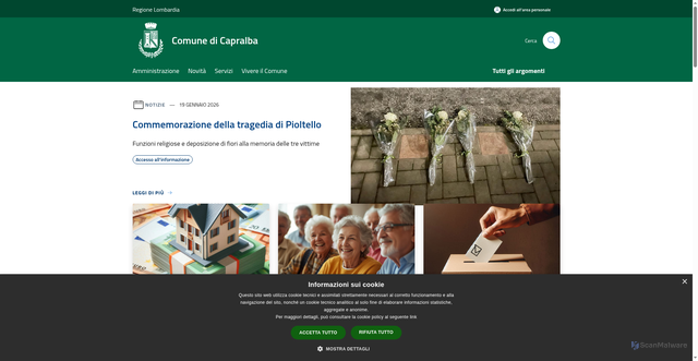Security scan screenshot of https://www.comune.capralba.cr.it/it