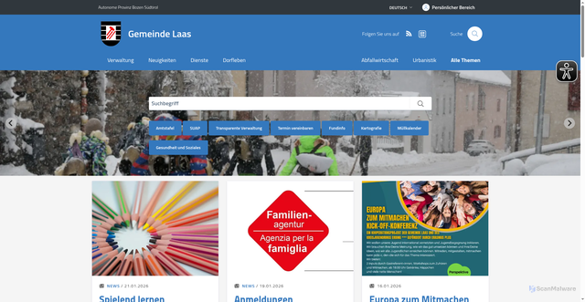 Security scan screenshot of https://www.comune.lasa.bz.it/de