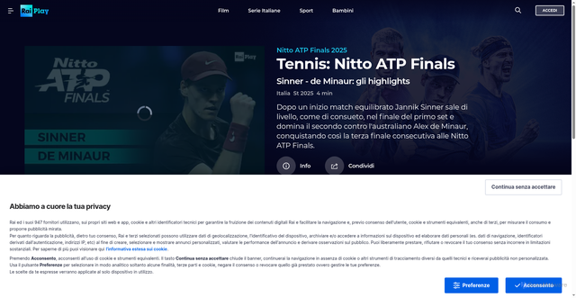 Security scan screenshot of https://www.raiplay.it/video/2025/11/Tennis---Nitto-ATP-Finals-2025---Semifinale-Sinner-de-Minaur-highlights---15-11-2025-a4d5fd3a-533a-4d00-85da-0f56bf250b2b.html