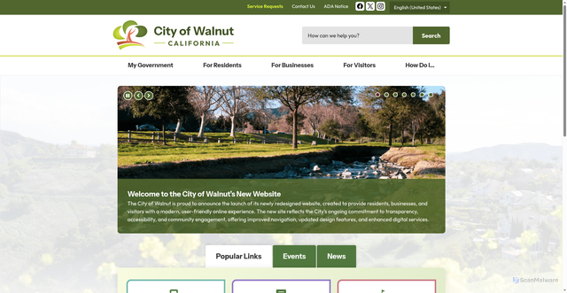 Security scan screenshot of https://www.walnutca.gov/