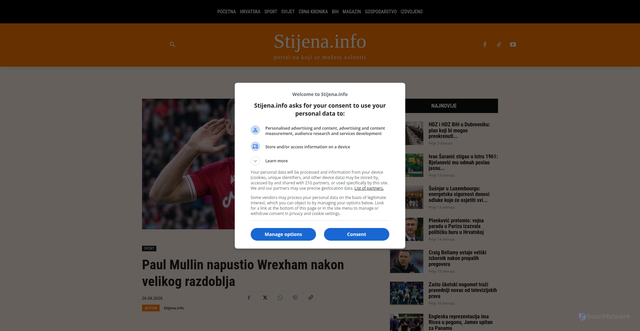 Security scan screenshot of https://stijena.info/paul-mullin-2/