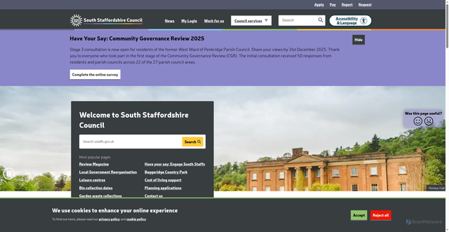 Security scan screenshot of https://www.sstaffs.gov.uk/