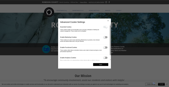 Security scan screenshot of https://www.robesoncountync.gov/