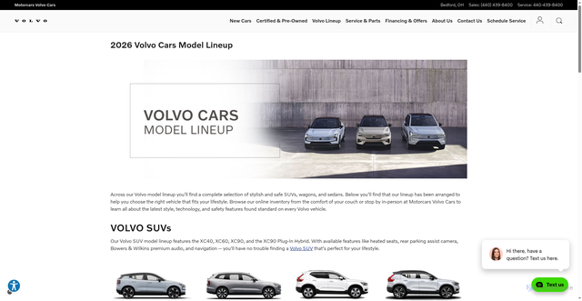 Security scan screenshot of https://www.motorcarsvolvocars.com/volvo-model-lineup.htm