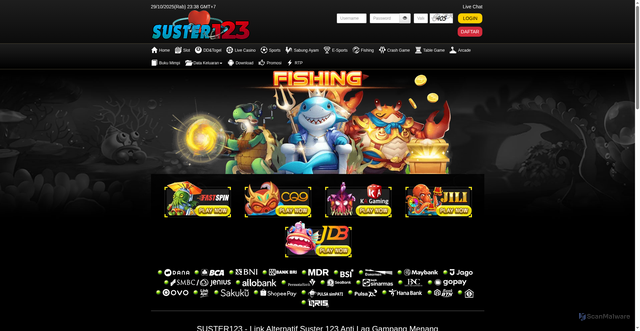 Security scan screenshot of https://apkmontoksuster123.com/desktop/game/fishing/cq9