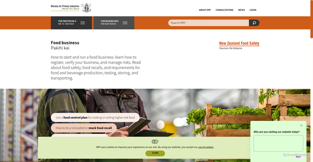 Security scan screenshot of https://www.mpi.govt.nz/nzfoodsafety/