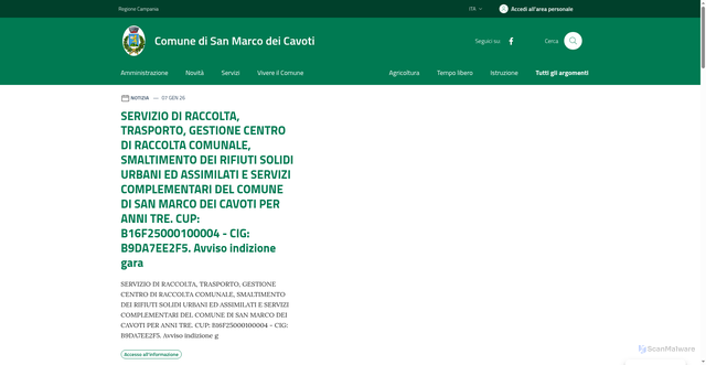 Security scan screenshot of https://www.comune.sanmarcodeicavoti.bn.it/