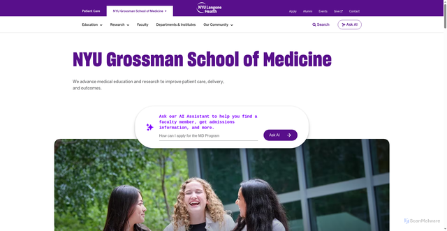 Security scan screenshot of https://med.nyu.edu