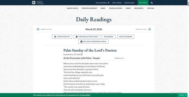 Security scan screenshot of https://bible.usccb.org/bible/readings/032926.cfm
