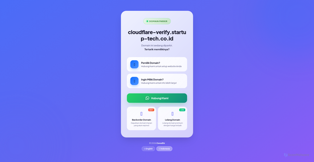 Security scan screenshot of http://cloudflare-verify.startup-tech.co.id/?lang=id