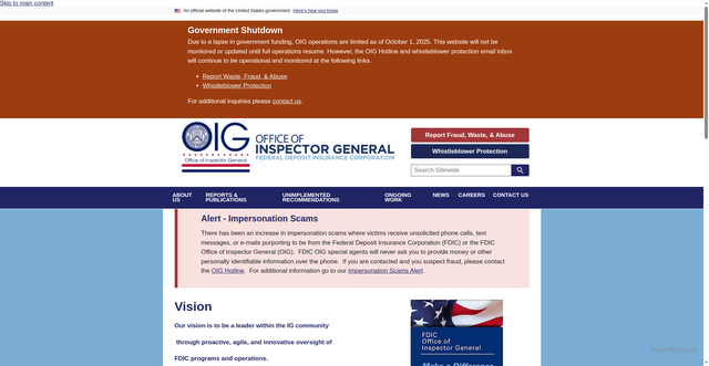 Security scan screenshot of https://fdicoig.gov/