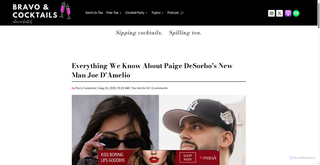 Security scan screenshot of https://bravoandcocktails.com/2025/08/23/paige-desorbo-new-man-joe-damelio/