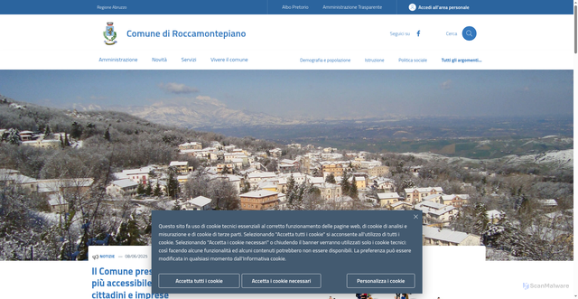 Security scan screenshot of https://www.comune.roccamontepiano.ch.it/