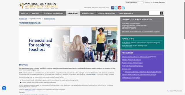 Security scan screenshot of https://wsac.wa.gov/teachers