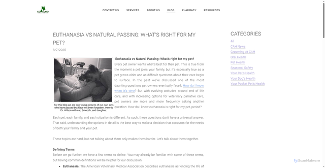 Security scan screenshot of https://www.concordanimalhospital.com/blog/euthanasia-vs-natural-passing-whats-right-for-my-pet