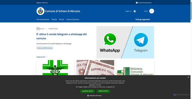 Security scan screenshot of https://www.comune.schiavidiabruzzo.ch.it